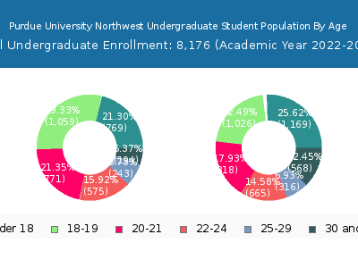 Purdue University Northwest 2023 Undergraduate Enrollment Age Diversity Pie chart