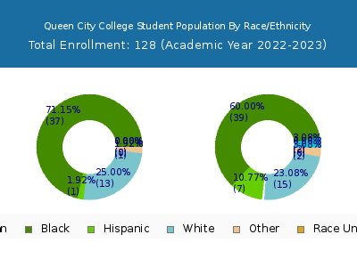 Queen City College 2023 Student Population by Gender and Race chart