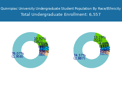 Quinnipiac University 2025 Undergraduate Enrollment by Gender and Race chart