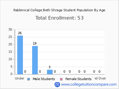 Rabbinical College Beth Shraga 2024 Student Population by Age chart