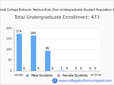 Rabbinical College Bobover Yeshiva Bnei Zion 2024 Undergraduate Enrollment by Age chart