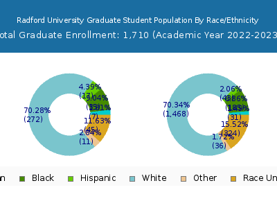 Radford University 2023 Graduate Enrollment by Gender and Race chart