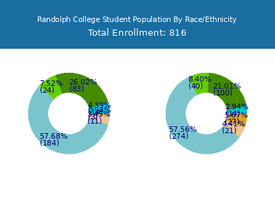 Randolph College 2025 Student Population by Gender and Race chart