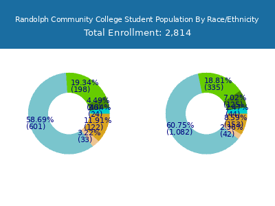 Randolph Community College 2025 Student Population by Gender and Race chart