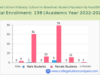 Raphael's School of Beauty Culture Inc-Boardman 2023 Student Population by Gender and Race chart