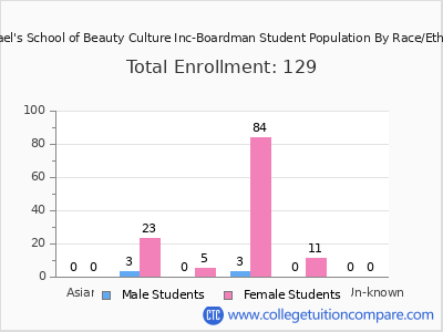 Raphael's School of Beauty Culture Inc-Boardman 2025 Student Population by Gender and Race chart