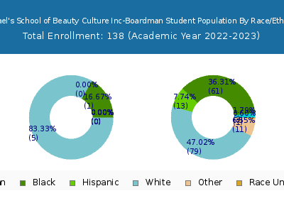Raphael's School of Beauty Culture Inc-Boardman 2023 Student Population by Gender and Race chart