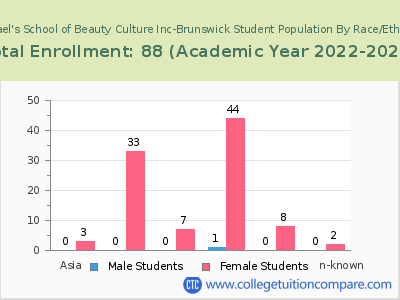 Raphael's School of Beauty Culture Inc-Brunswick 2023 Student Population by Gender and Race chart