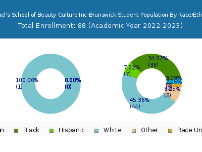 Raphael's School of Beauty Culture Inc-Brunswick 2023 Student Population by Gender and Race chart