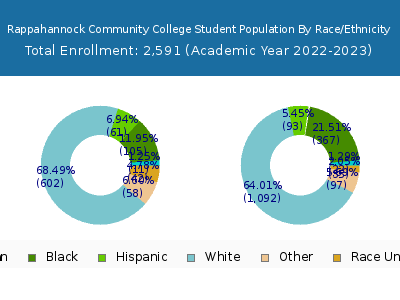 Rappahannock Community College 2023 Student Population by Gender and Race chart