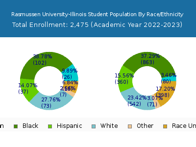 Rasmussen University-Illinois 2023 Student Population by Gender and Race chart