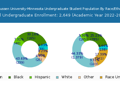 Rasmussen University-Minnesota 2023 Undergraduate Enrollment by Gender and Race chart