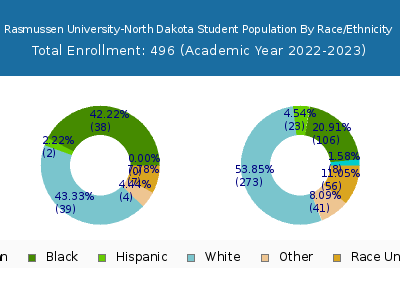 Rasmussen University-North Dakota 2023 Student Population by Gender and Race chart