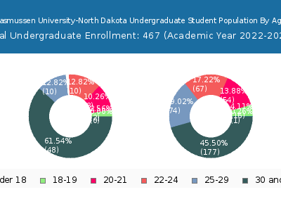 Rasmussen University-North Dakota 2023 Undergraduate Enrollment Age Diversity Pie chart
