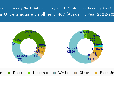 Rasmussen University-North Dakota 2023 Undergraduate Enrollment by Gender and Race chart