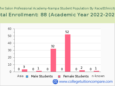 The Salon Professional Academy-Nampa 2023 Student Population by Gender and Race chart