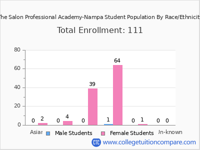 The Salon Professional Academy-Nampa 2025 Student Population by Gender and Race chart