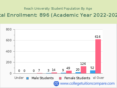 Reach University 2023 Student Population by Age chart