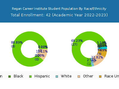 Regan Career Institute 2023 Student Population by Gender and Race chart