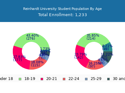 Reinhardt University 2025 Student Population Age Diversity Pie chart