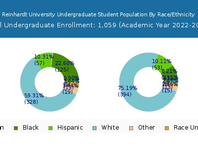 Reinhardt University 2023 Undergraduate Enrollment by Gender and Race chart