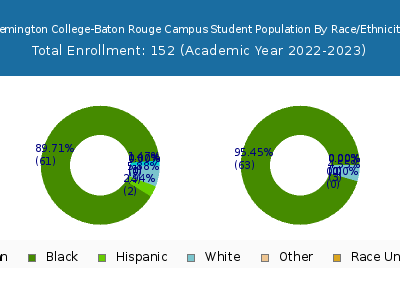 Remington College-Baton Rouge Campus 2023 Student Population by Gender and Race chart