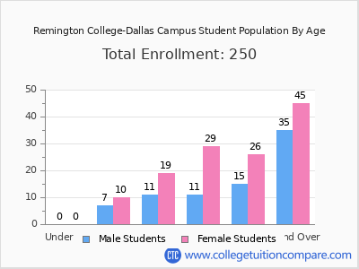 Remington College-Dallas Campus 2024 Student Population by Age chart