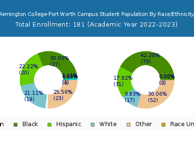 Remington College-Fort Worth Campus 2023 Student Population by Gender and Race chart