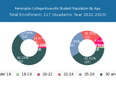 Remington College-Knoxville 2023 Student Population Age Diversity Pie chart