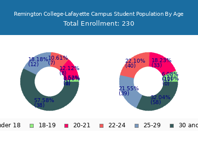 Remington College-Lafayette Campus 2024 Student Population Age Diversity Pie chart
