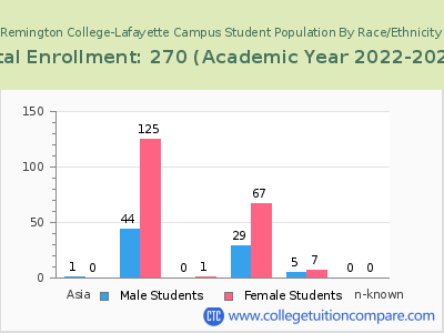 Remington College-Lafayette Campus 2023 Student Population by Gender and Race chart