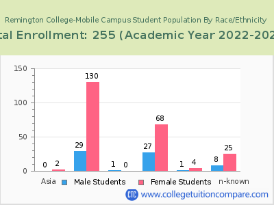 Remington College-Mobile Campus 2023 Student Population by Gender and Race chart
