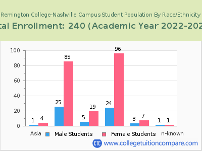 Remington College-Nashville Campus 2023 Student Population by Gender and Race chart