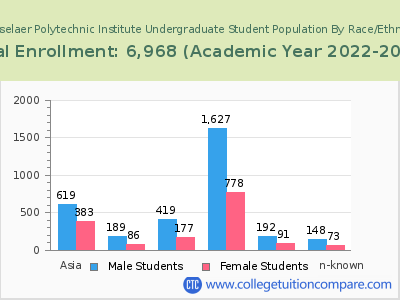 Rensselaer Polytechnic Institute 2023 Undergraduate Enrollment by Gender and Race chart