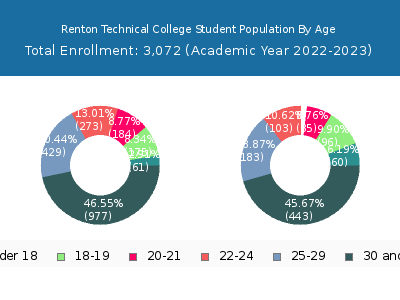 Renton Technical College 2023 Student Population Age Diversity Pie chart