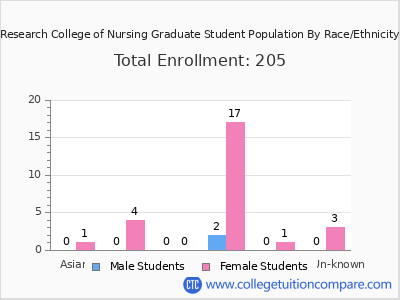Research College of Nursing 2025 Graduate Enrollment by Gender and Race chart