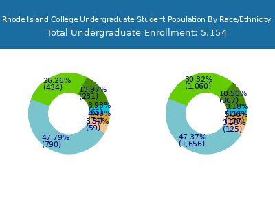 Rhode Island College 2025 Undergraduate Enrollment by Gender and Race chart