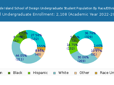 Rhode Island School of Design 2023 Undergraduate Enrollment by Gender and Race chart