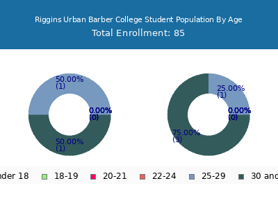 Riggins Urban Barber College 2024 Student Population Age Diversity Pie chart