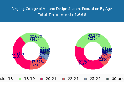 Ringling College of Art and Design 2024 Student Population Age Diversity Pie chart