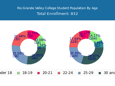 Rio Grande Valley College 2024 Student Population Age Diversity Pie chart