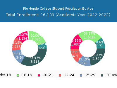 Rio Hondo College 2023 Student Population Age Diversity Pie chart