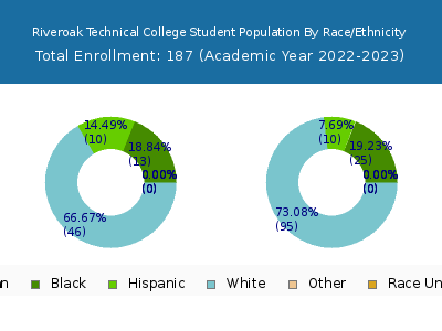 Riveroak Technical College 2023 Student Population by Gender and Race chart