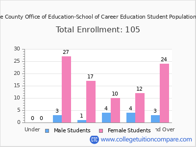 Riverside County Office of Education-School of Career Education 2024 Student Population by Age chart