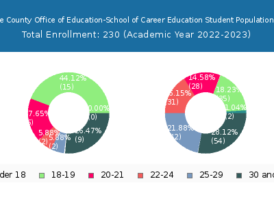 Riverside County Office of Education-School of Career Education 2023 Student Population Age Diversity Pie chart