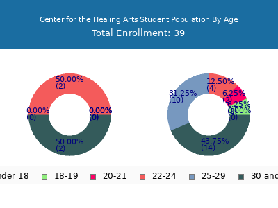 Center for the Healing Arts 2024 Student Population Age Diversity Pie chart