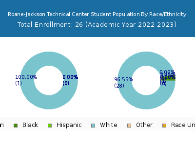 Roane-Jackson Technical Center 2023 Student Population by Gender and Race chart