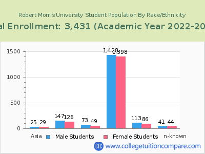 Robert Morris University 2023 Student Population by Gender and Race chart