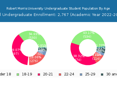 Robert Morris University 2023 Undergraduate Enrollment Age Diversity Pie chart