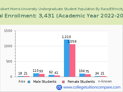 Robert Morris University 2023 Undergraduate Enrollment by Gender and Race chart